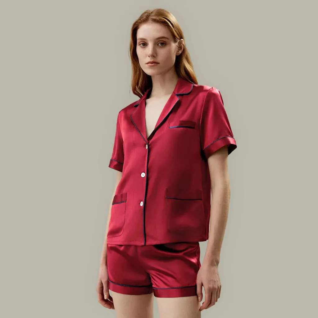 Customized Mulberry Silk Pajama Luxury Silk Short-sleeved Pajamas Silk Nightgown Pure Silk Nightwear Women's Silk Pajamas